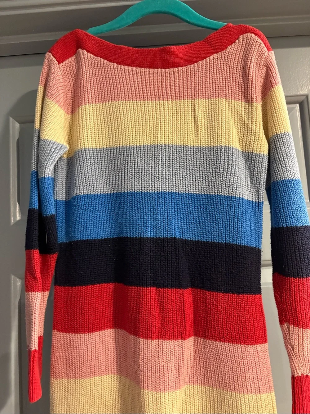 GAP Multicolor Striped Knit Dress with Red, Pink, Yellow, Blue, Black